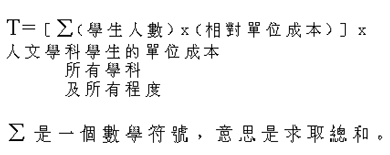 教學部分(T)的補助金公式