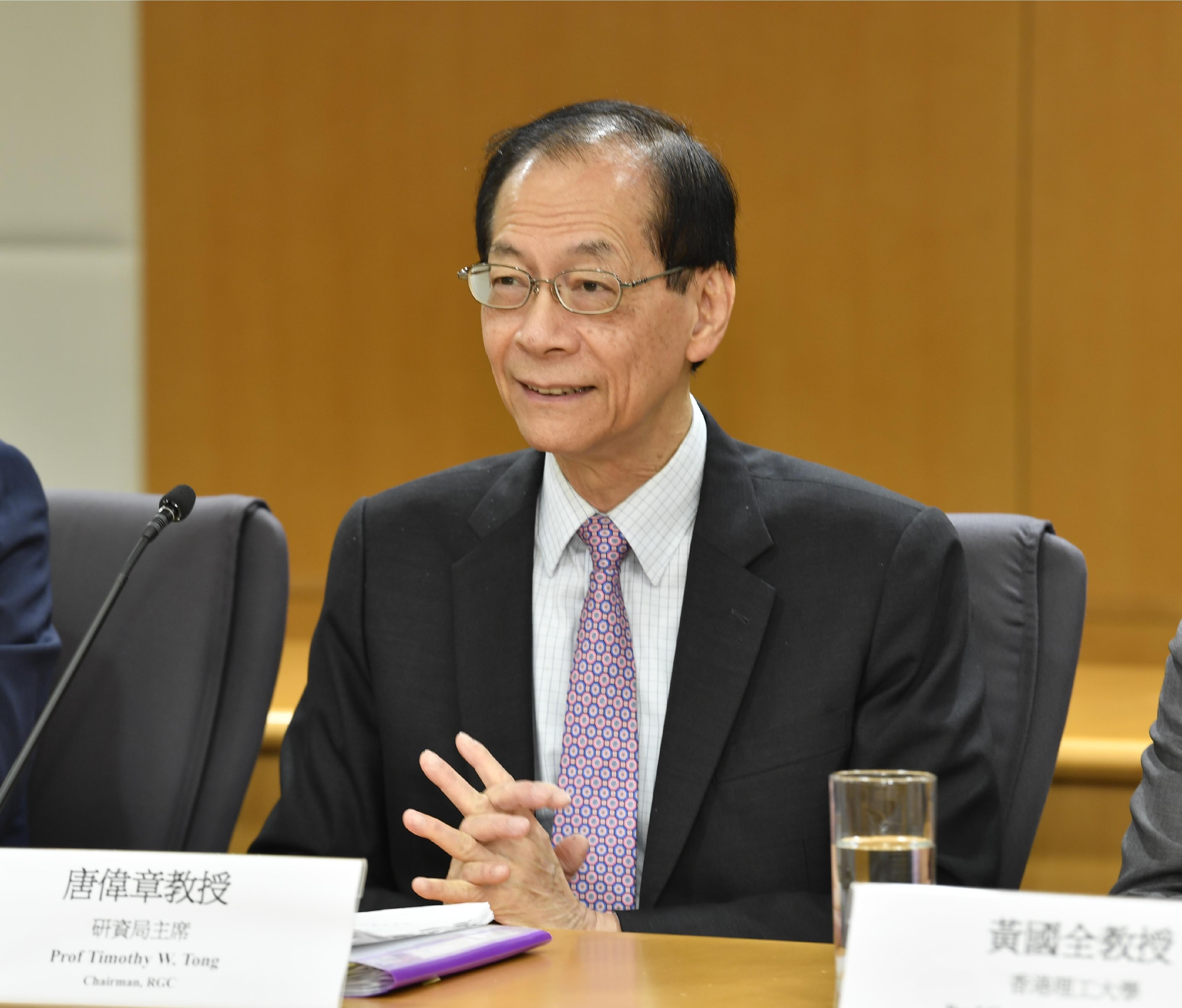研究資助局（研資局）今日（七月二十九日）公布二○二六／二七年度卓越學科領域計劃（第十四輪）及主題研究計劃（第十六輪）的撥款結果。圖示研資局主席唐偉章教授在記者會上致開場發言。